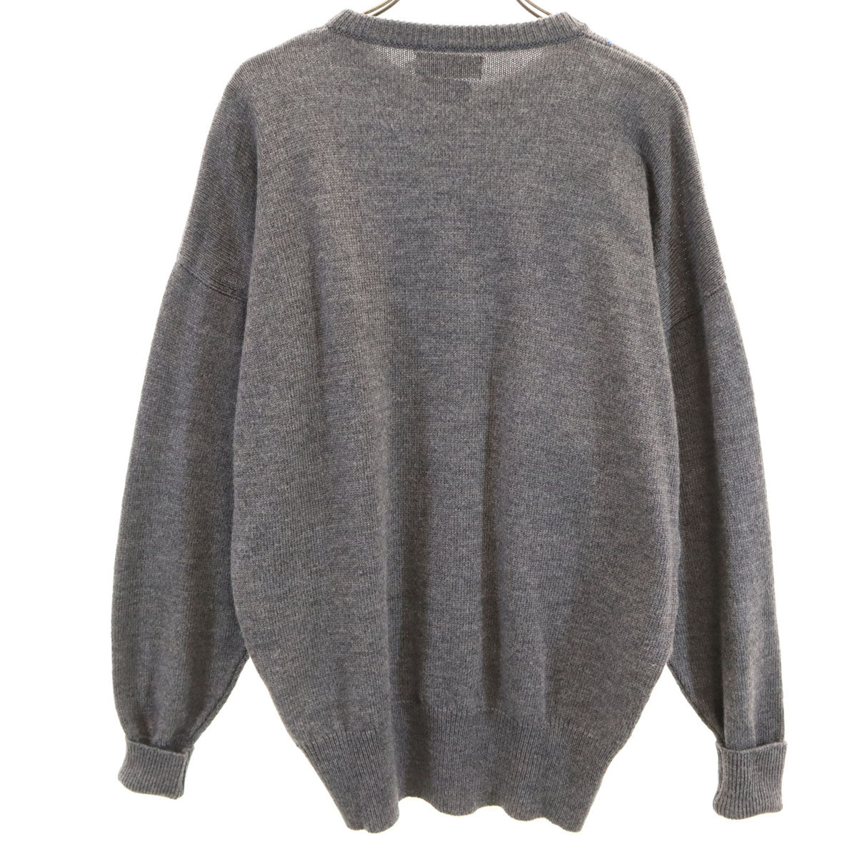 Aquascutum アクアスキュータム 80s 90s イングランド製 オールド アーガイル柄 長袖 セーター 40 チャコールグレー ニット メンズ