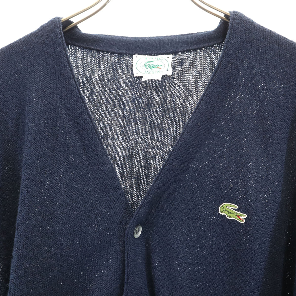 IZOD LACOSTE アイゾッドラコステ 90s USA製 オールド 長袖 Vネック ニットカーディガン L ネイビー メンズ