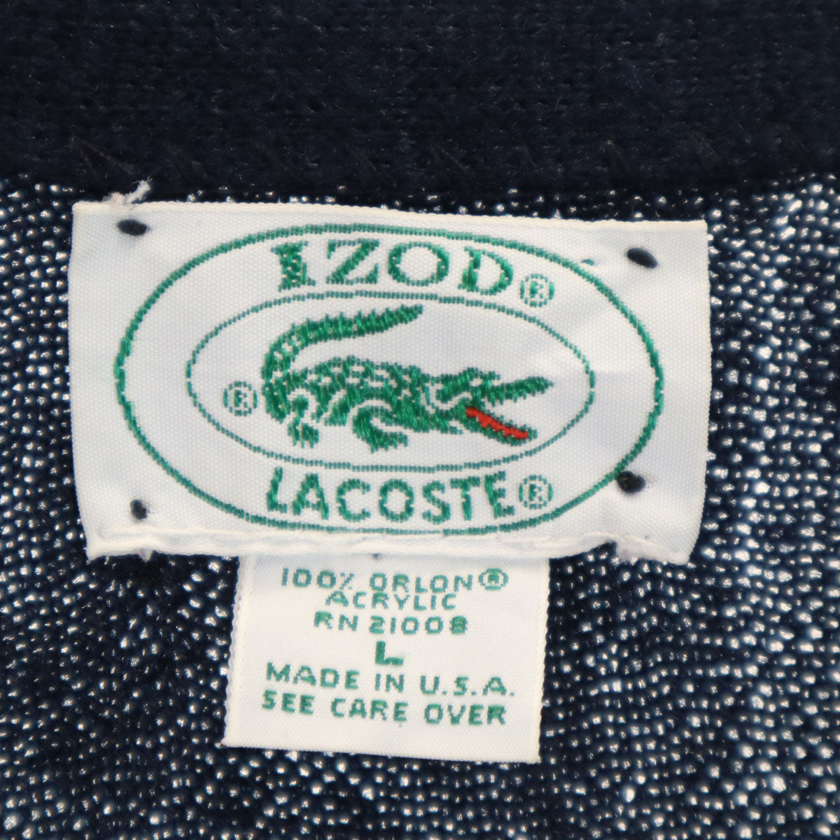 IZOD LACOSTE アイゾッドラコステ 90s USA製 オールド 長袖 Vネック ニットカーディガン L ネイビー メンズ