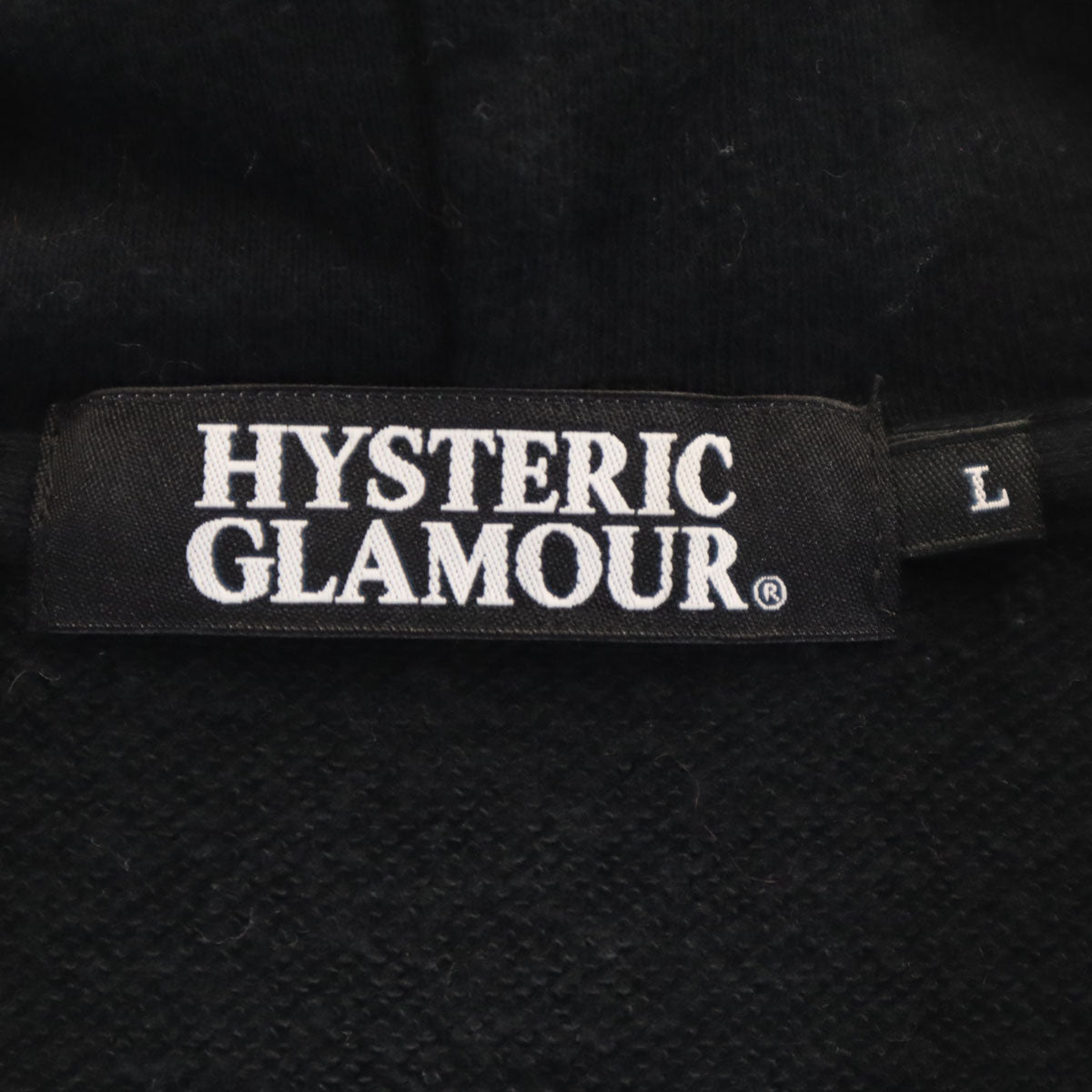 HYSTERIC GLAMOUR ヒステリックグラマー 日本製 バックロゴ 長袖 スウェット ジップパーカー L ブラック レディース