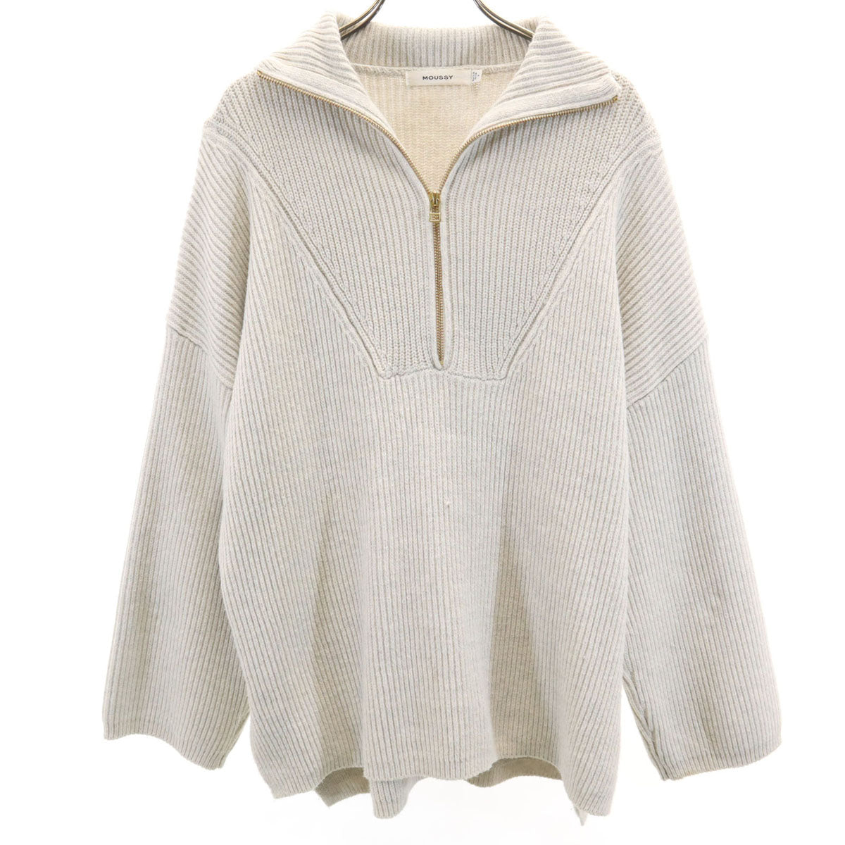 MOUSSY マウジー 長袖 ハーフジップ ニット F アイボリー系 セーター レディース