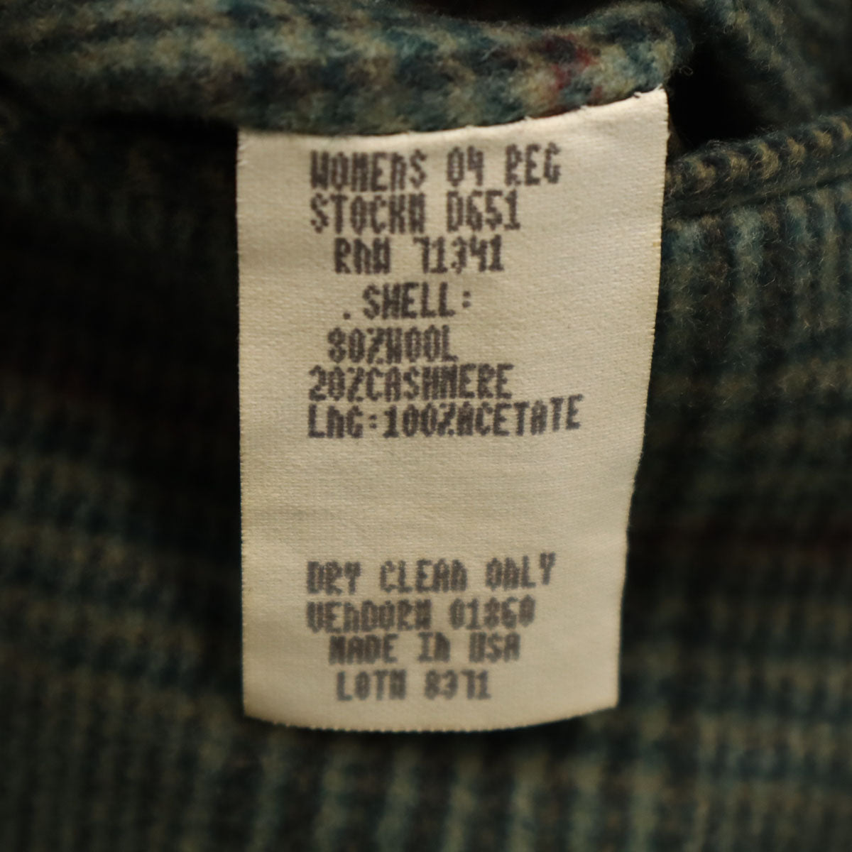 L.L.Bean エルエルビーン 80s USA製 ヴィンテージ グレンチェック テーラードジャケット 4R カーキ アウトドア レディース