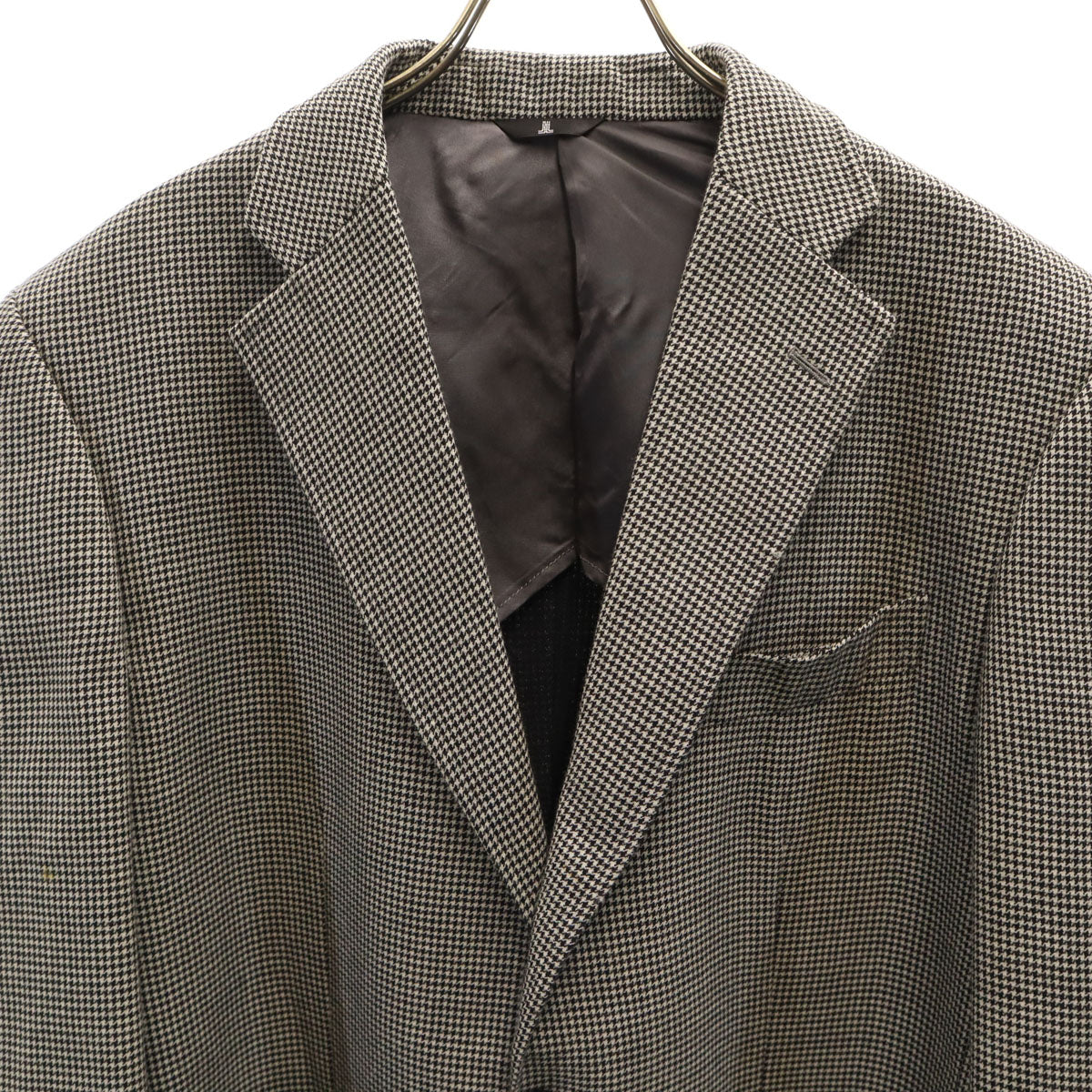 LANVIN LA COLLECTION ランバンコレクション 日本製 ハウンドトゥース柄 テーラードジャケット 50 ブラック 千鳥格子 メンズ