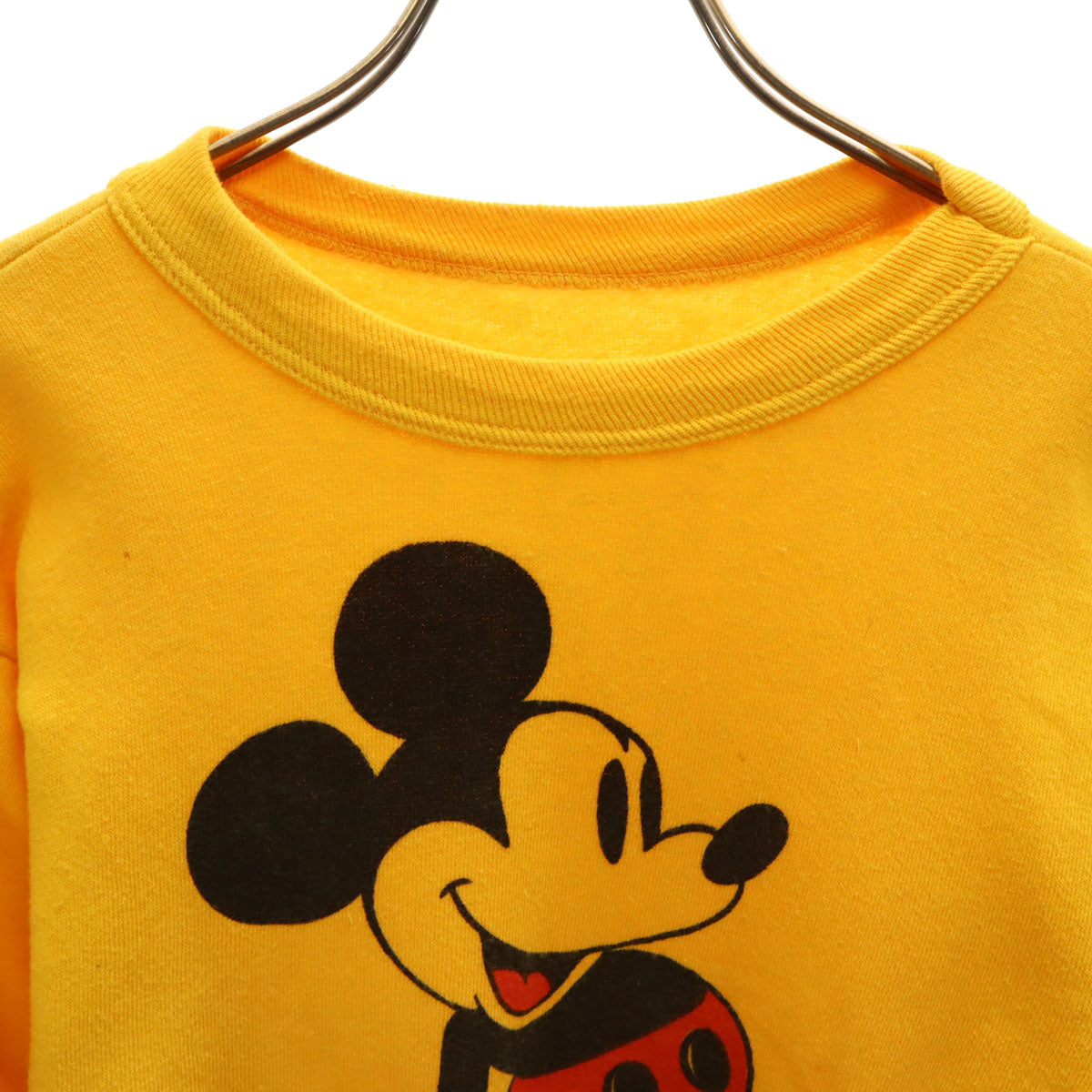 80s 90s オールド ミッキーマウス 長袖 スウェット トレーナー イエロー DISNEY ディズニー 裏起毛 レディース