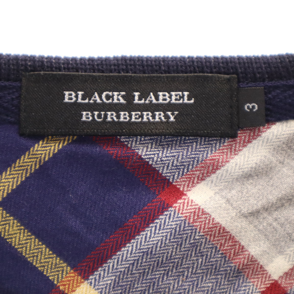 BURBERRY BLACK LABEL バーバリーブラックレーベル 日本製 長袖 ニット 3 ネイビー 三陽商会 メンズ