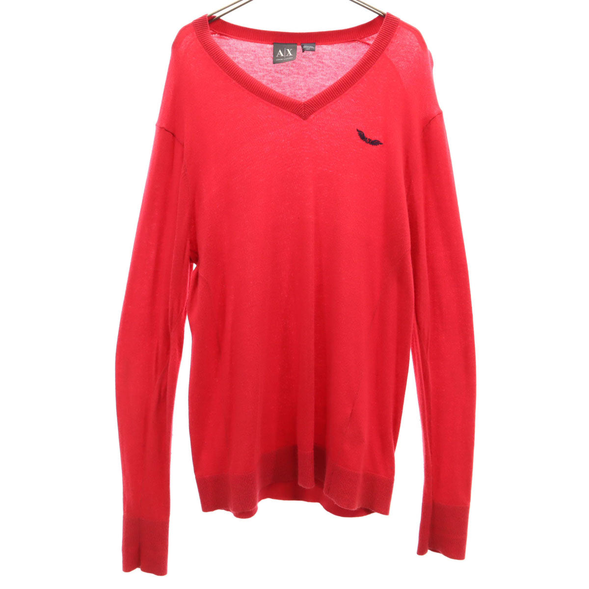 ARMANI EXCHANGE アルマーニエクスチェンジ 長袖 Vネック ニット M レッド セーター レディース
