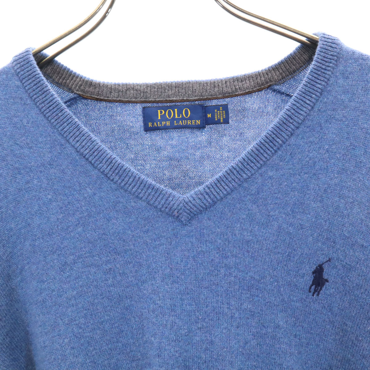POLO RALPH LAUREN ポロラルフローレン 長袖 Vネック ニット M 青紺 セーター メンズ
