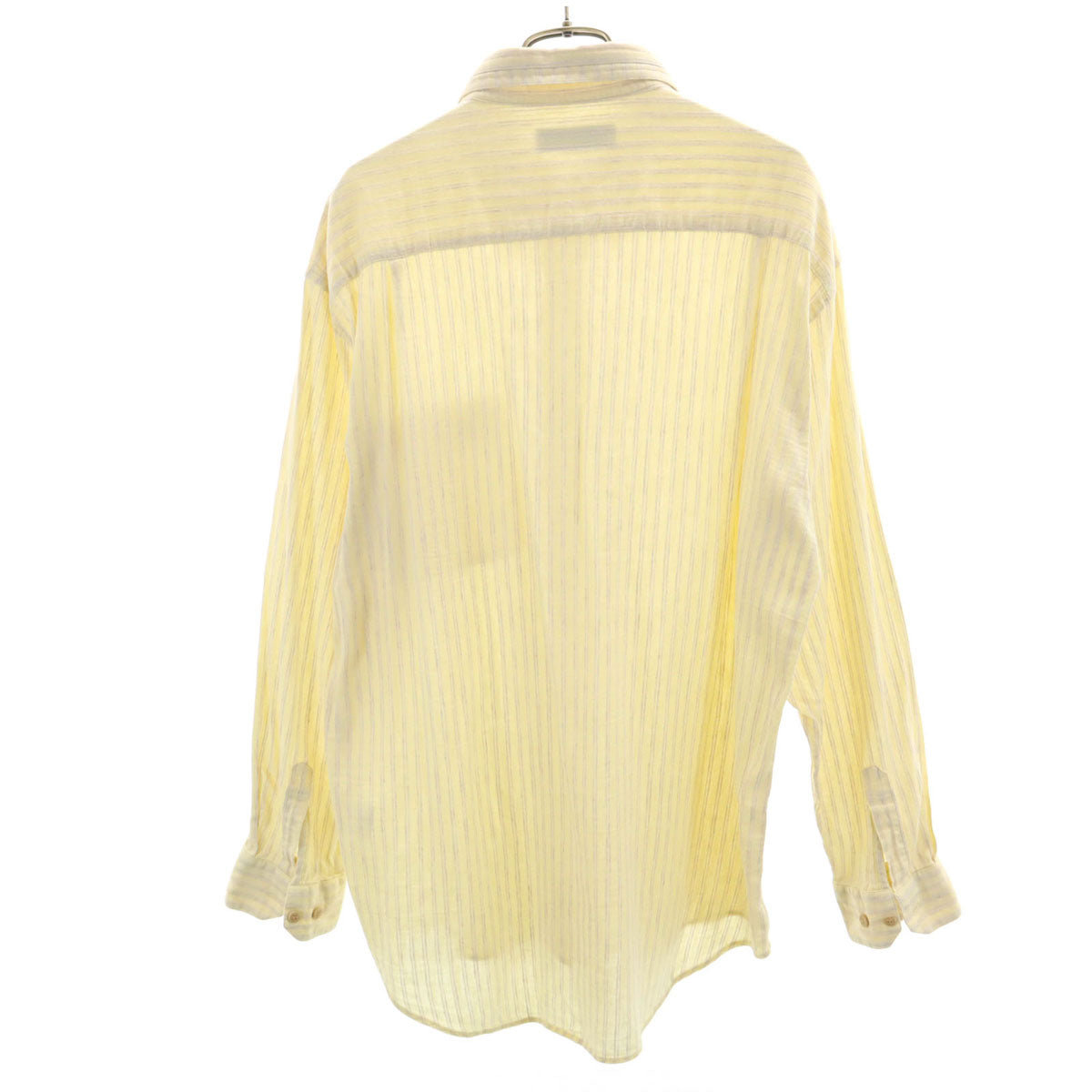 mila schon ミラショーン 日本製 リネンブレンド ストライプ柄 長袖 シャツ イエロー系 メンズ