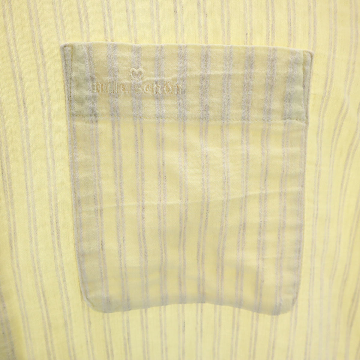 mila schon ミラショーン 日本製 リネンブレンド ストライプ柄 長袖 シャツ イエロー系 メンズ