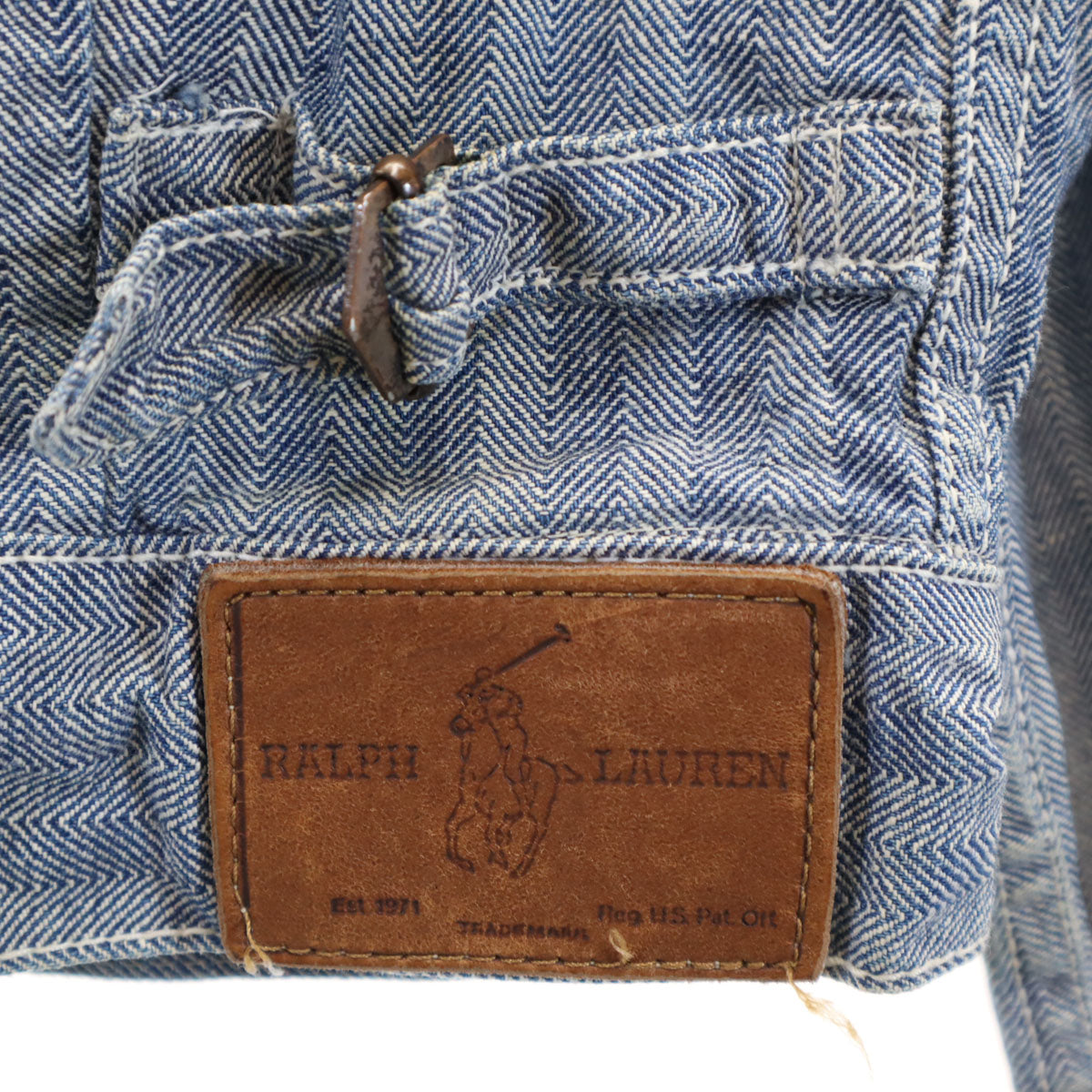 RALPH LAUREN ラルフローレン 80s USA製 ヴィンテージ ヘリンボーン柄 デニムジャケット 10 ネイビー ジージャン レディース