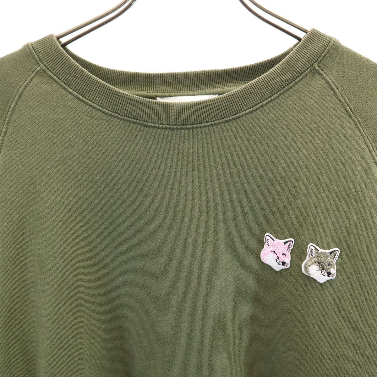 MAISON KITSUNE メゾンキツネ ポルトガル製 長袖 スウェット トレーナー XL オリーブ レディース