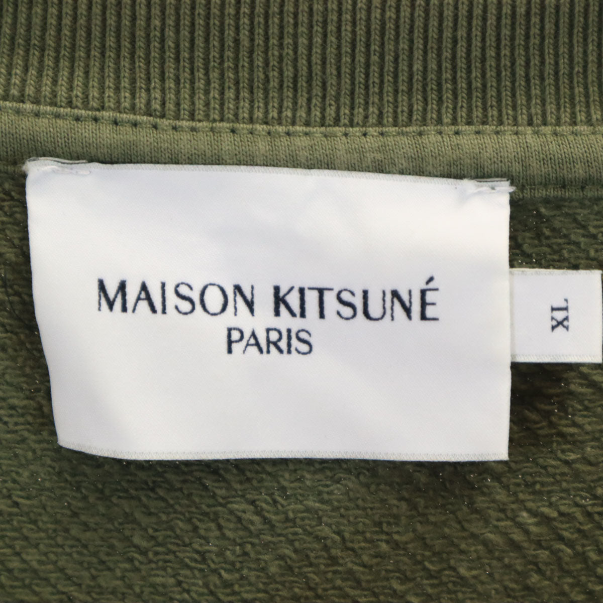 MAISON KITSUNE メゾンキツネ ポルトガル製 長袖 スウェット トレーナー XL オリーブ レディース
