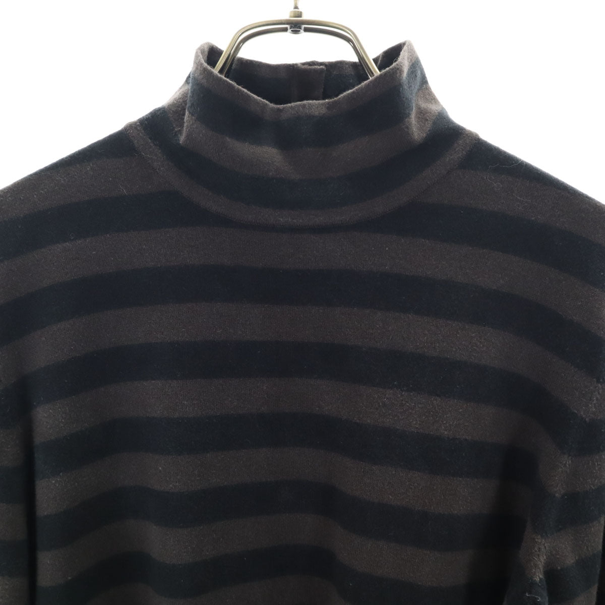 MAX MARA Weekend マックスマーラウィークエンド ボーダー柄 7分袖 ハイネック ニット L ブラウン レディース