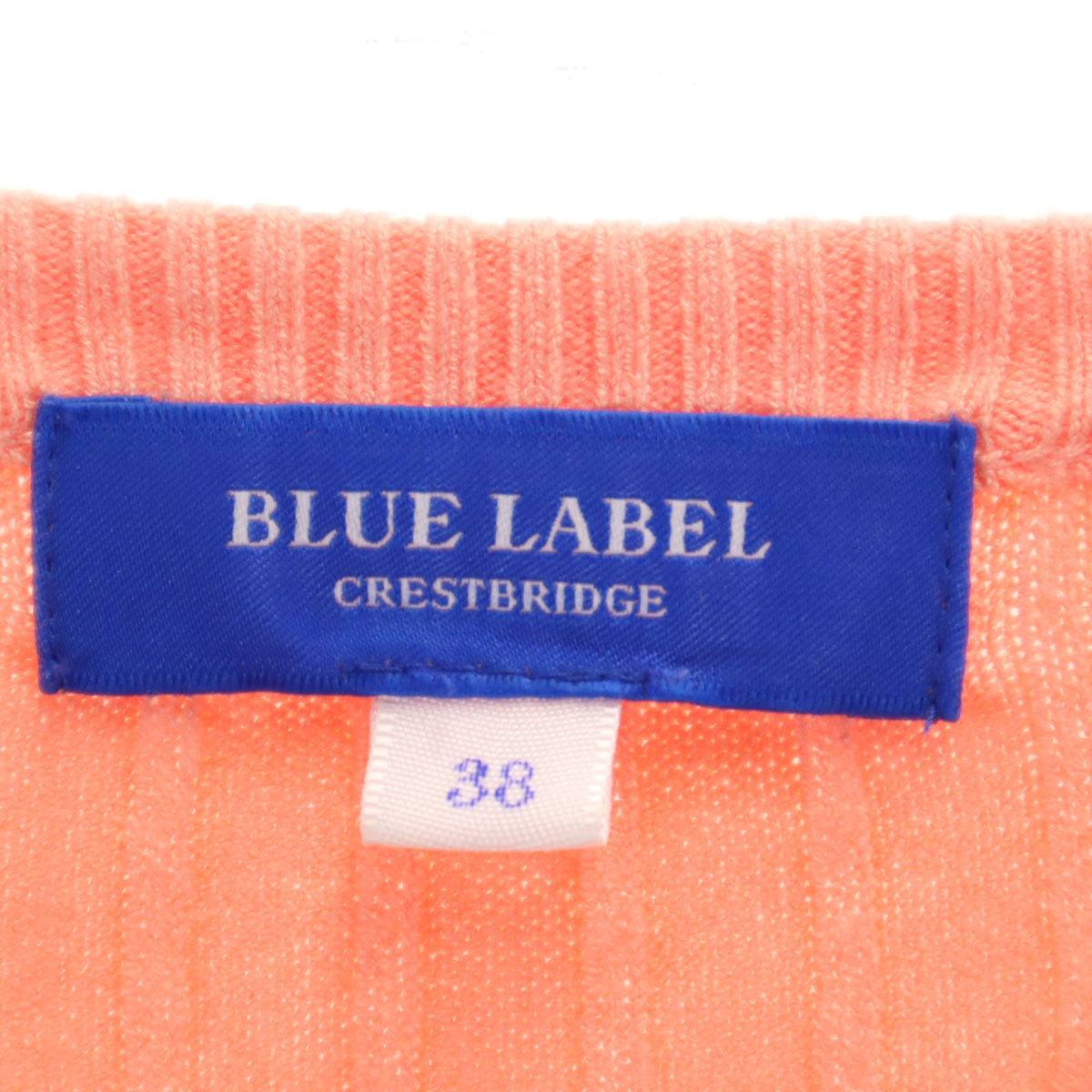 BLUE LABEL CRESTBRIDGE ブルーレーベルクレストブリッジ 長袖 リブ ニット 38 サーモンピンク セーター レディース