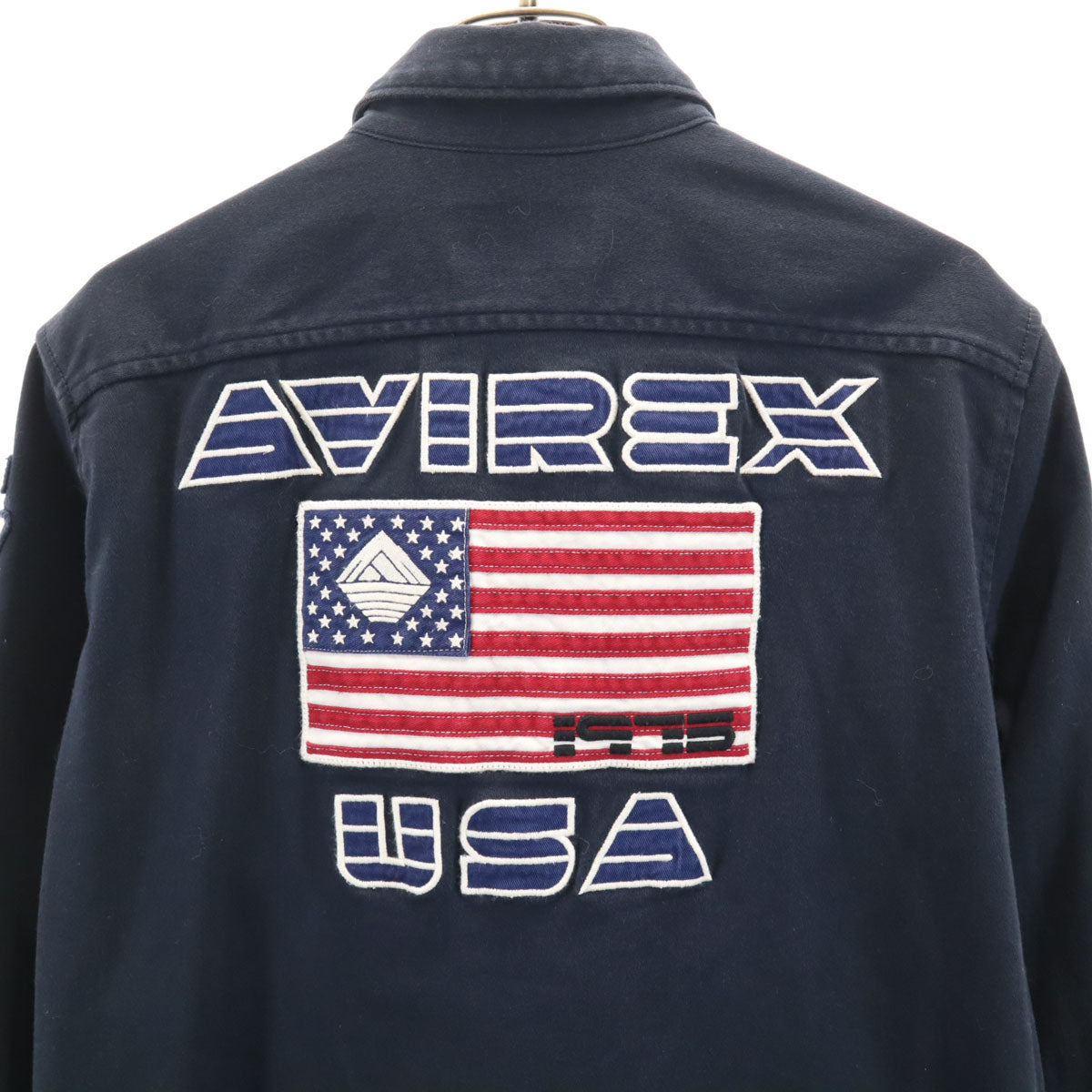AVIREX アヴィレックス バックロゴ 長袖 ミリタリーシャツ F ネイビー メンズ