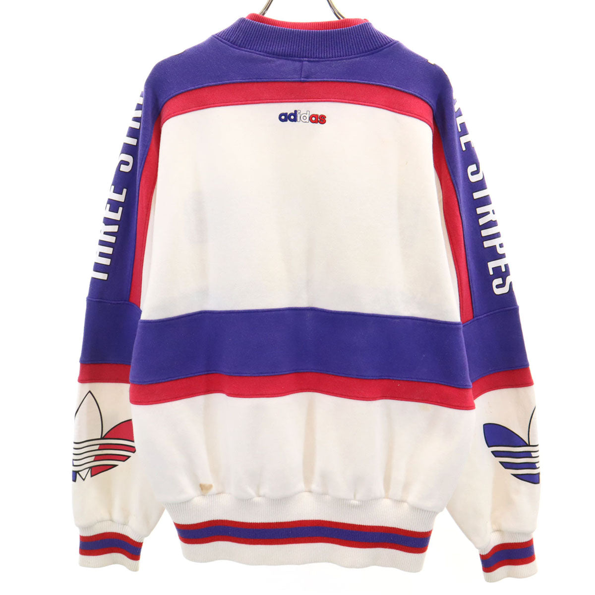 adidas アディダス 80s 日本製 ヴィンテージ 長袖 スウェット トレーナー M-L ホワイト デサント メンズ