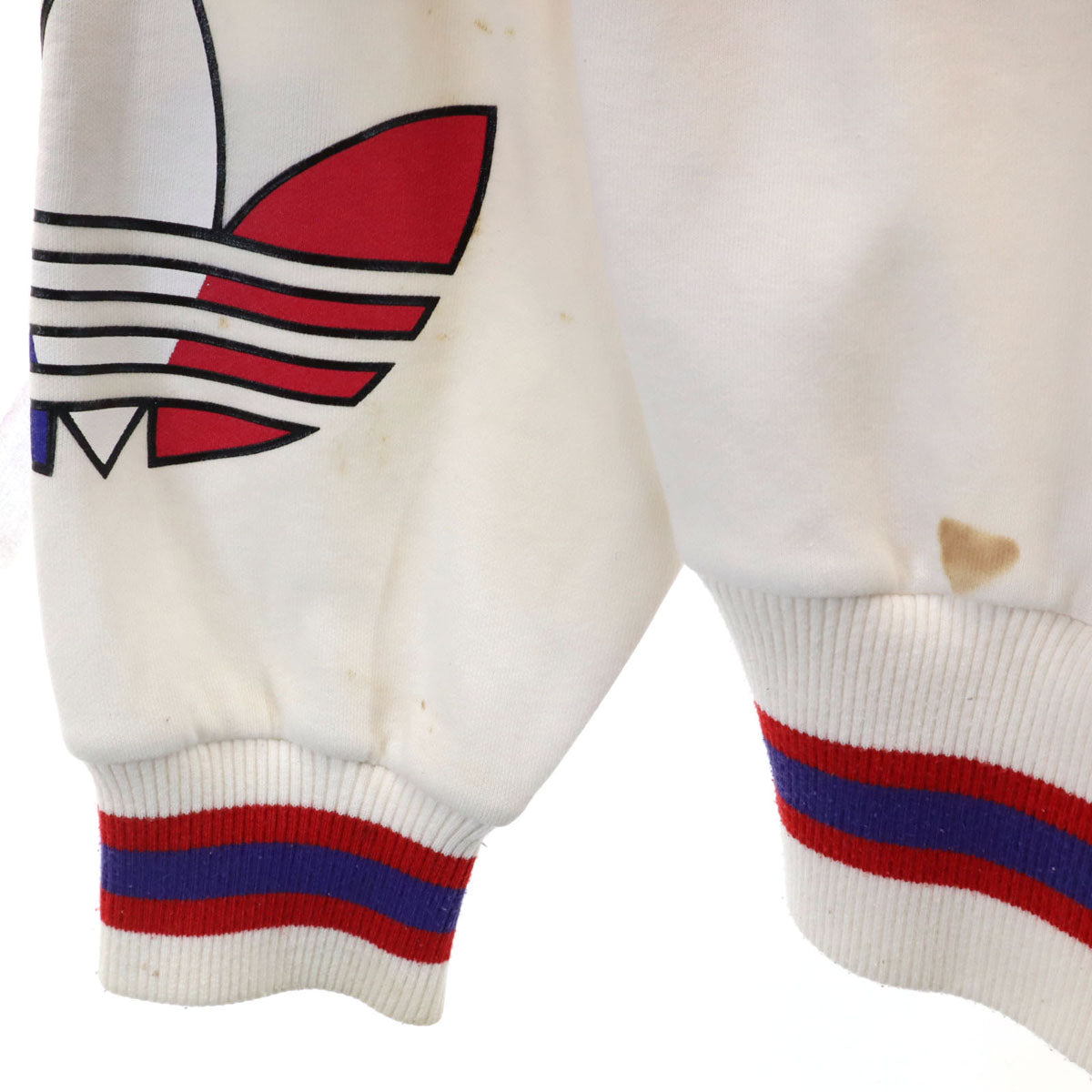 adidas アディダス 80s 日本製 ヴィンテージ 長袖 スウェット トレーナー M-L ホワイト デサント メンズ