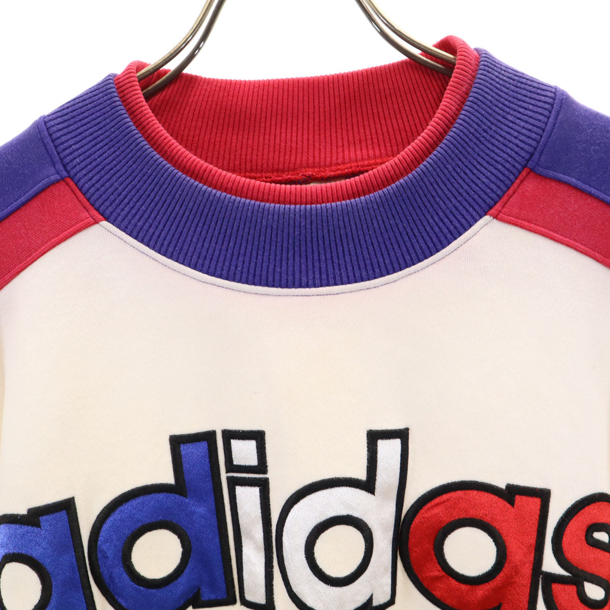 adidas アディダス 80s 日本製 ヴィンテージ 長袖 スウェット トレーナー M-L ホワイト デサント メンズ