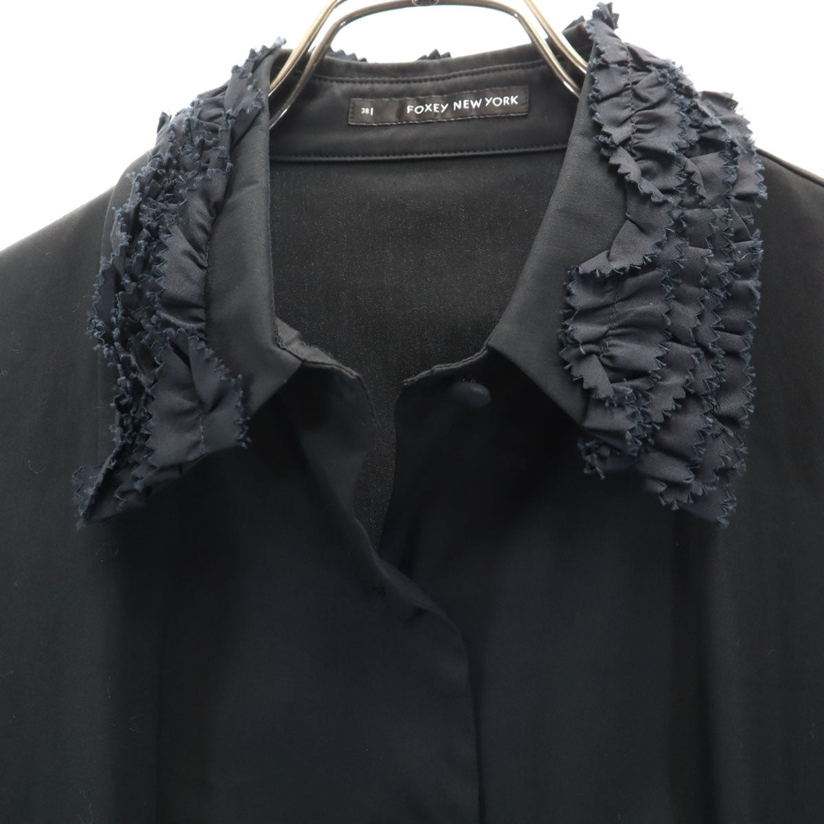 FOXEY フォクシー 日本製 長袖 ドレスシャツ 38 ブラック レディース