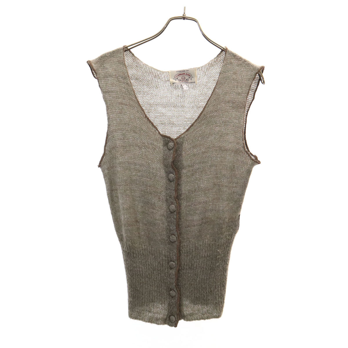 ARMANI JEANS アルマーニジーンズ 90s イタリア製 オールド ニットベスト 42 グレー レディース