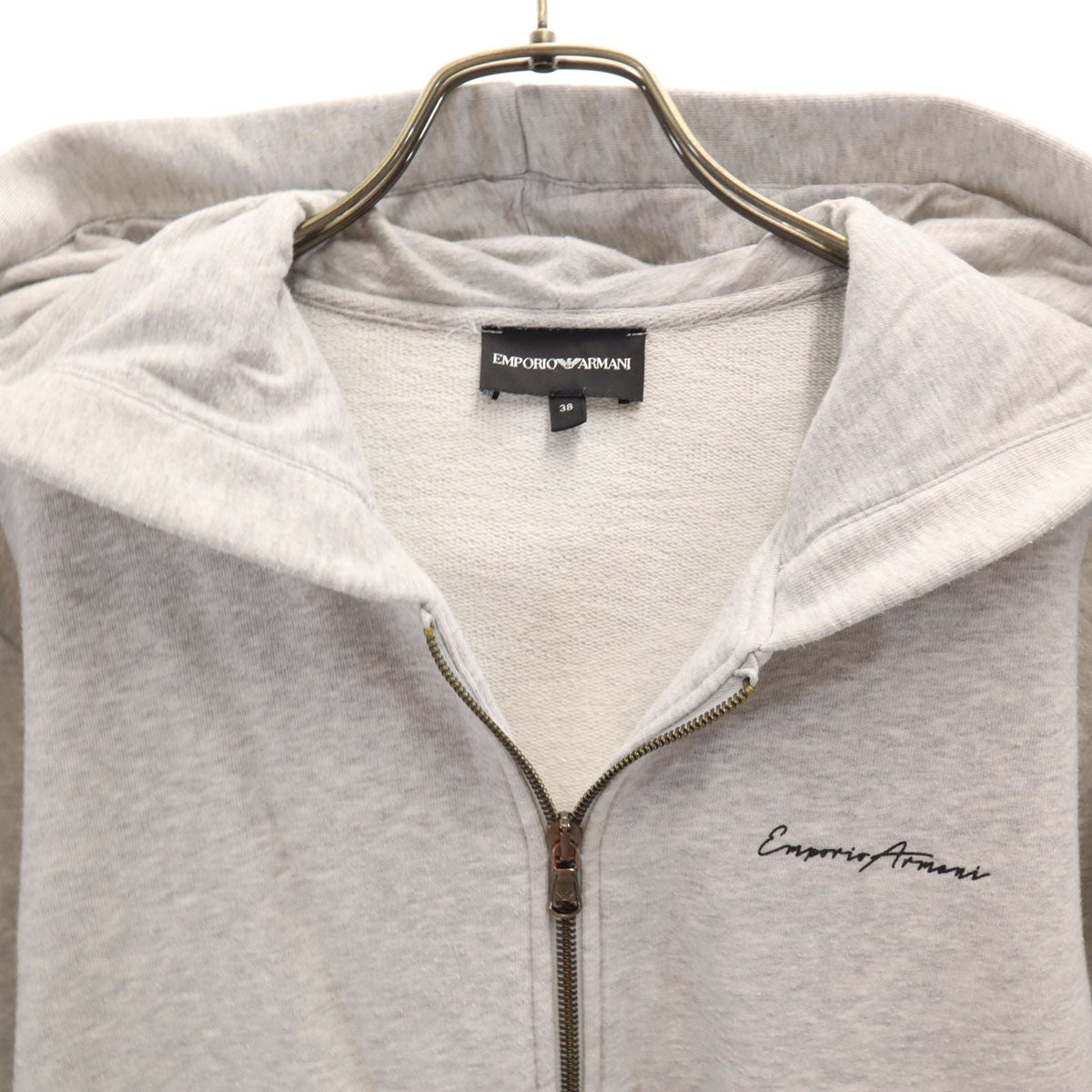 Emporio Armani エンポリオアルマーニ ブルガリア製 長袖 スウェット ジップパーカー 38 グレー レディース