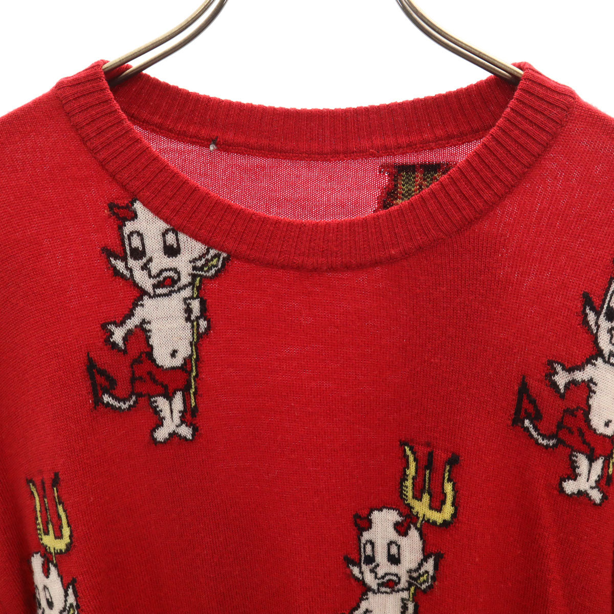 LOVEMOSCHINO ラブモスキーノ デビル柄 長袖 ニット M レッド セーター メンズ