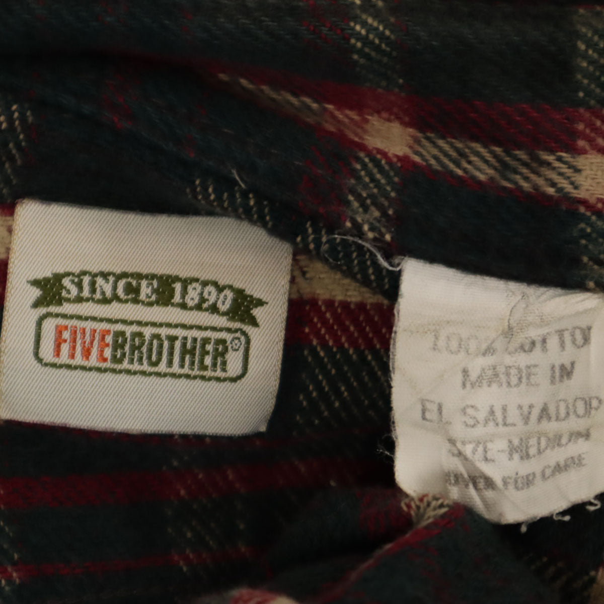 FIVE BROTHER ファイブブラザー 90s 00s オールド チェック柄 長袖 ネルシャツ M ベージュ メンズ