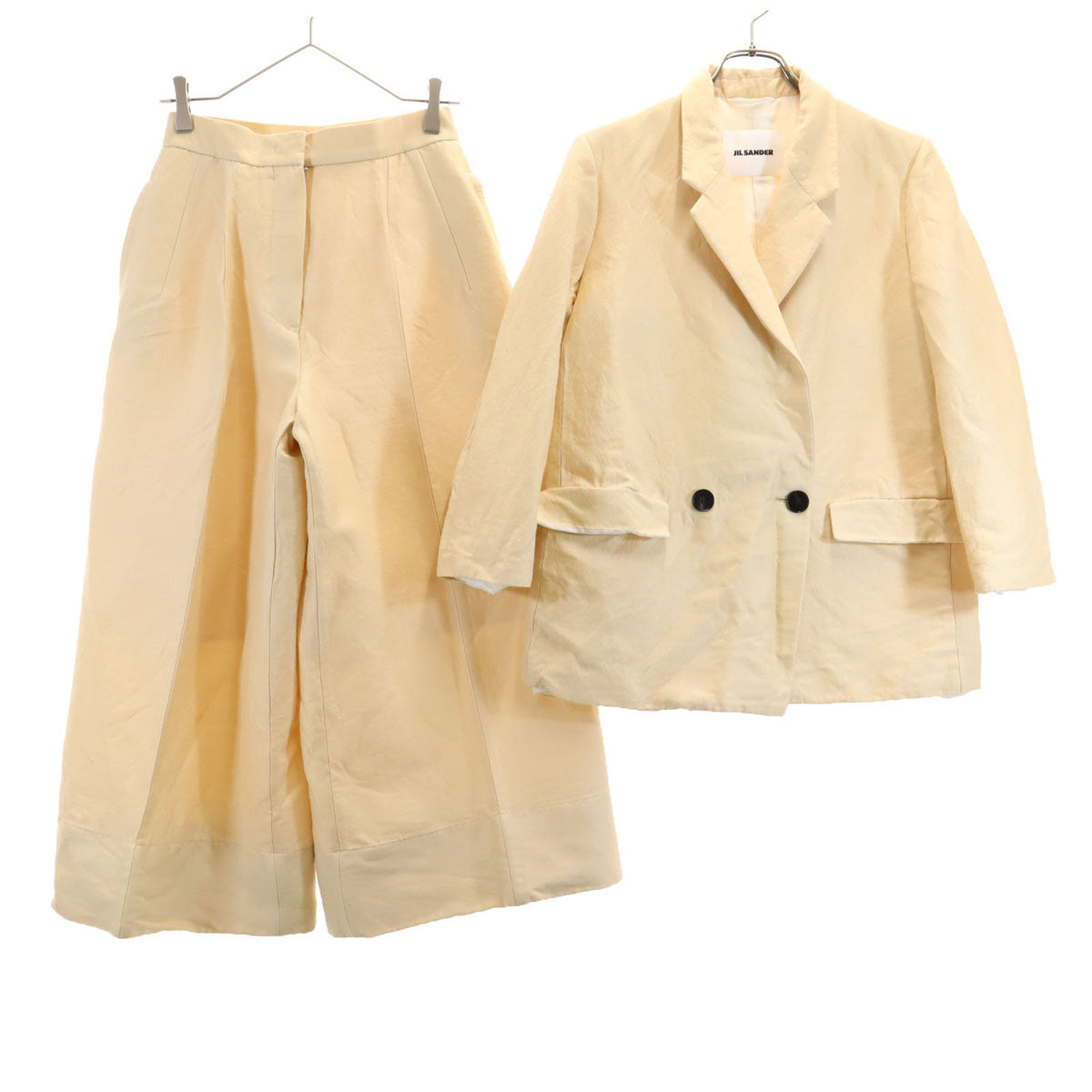 JIL SANDER ジルサンダー イタリア製 ダブル テーラードジャケット 上下 セットアップ 34/32 生成り レディース