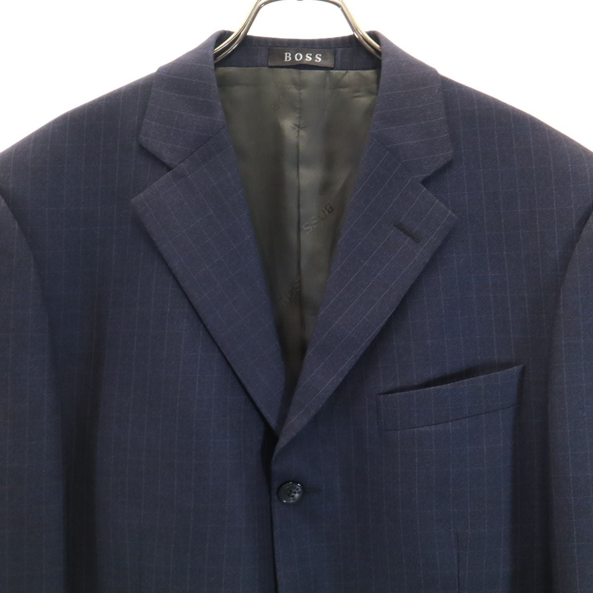 BOSS HUGO BOSS ボスヒューゴボス チェック柄 スーツ 上下 セットアップ 50 ネイビー メンズ