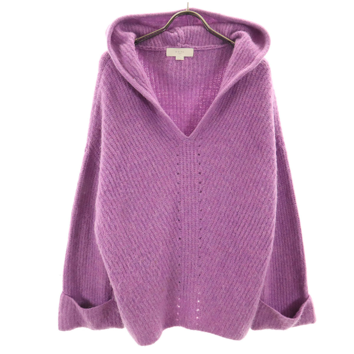 B:MING by BEAMS ビーミングバイビームス 長袖 フーデッド セーター F パープル系 ニット プルオーバー レディース