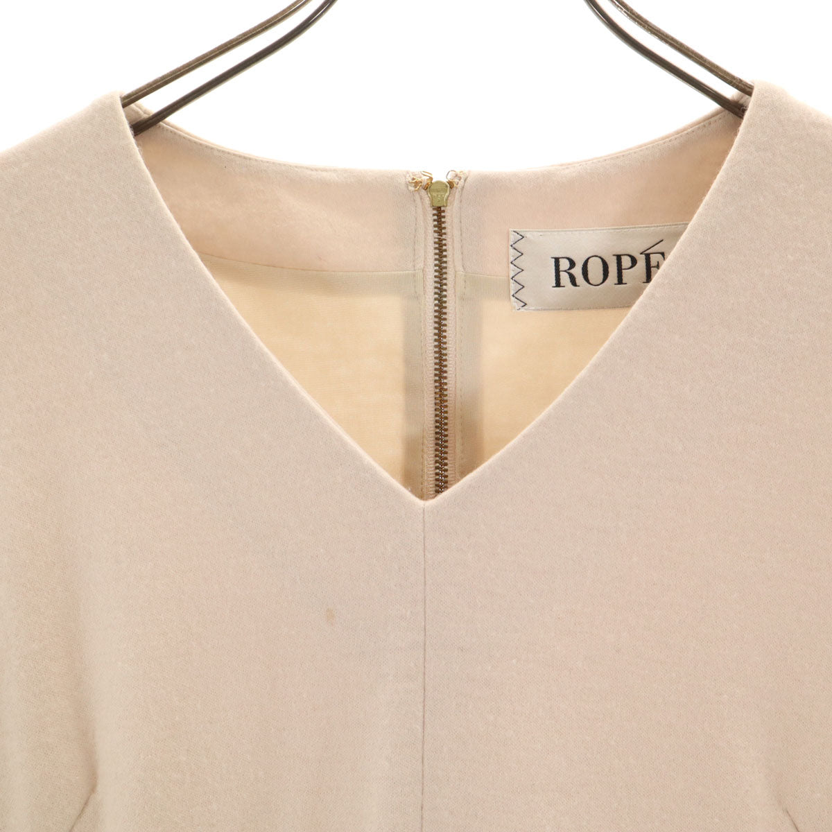 ROPE' ロペ 日本製 ウール 長袖 ワンピース 36 ベージュ レディース