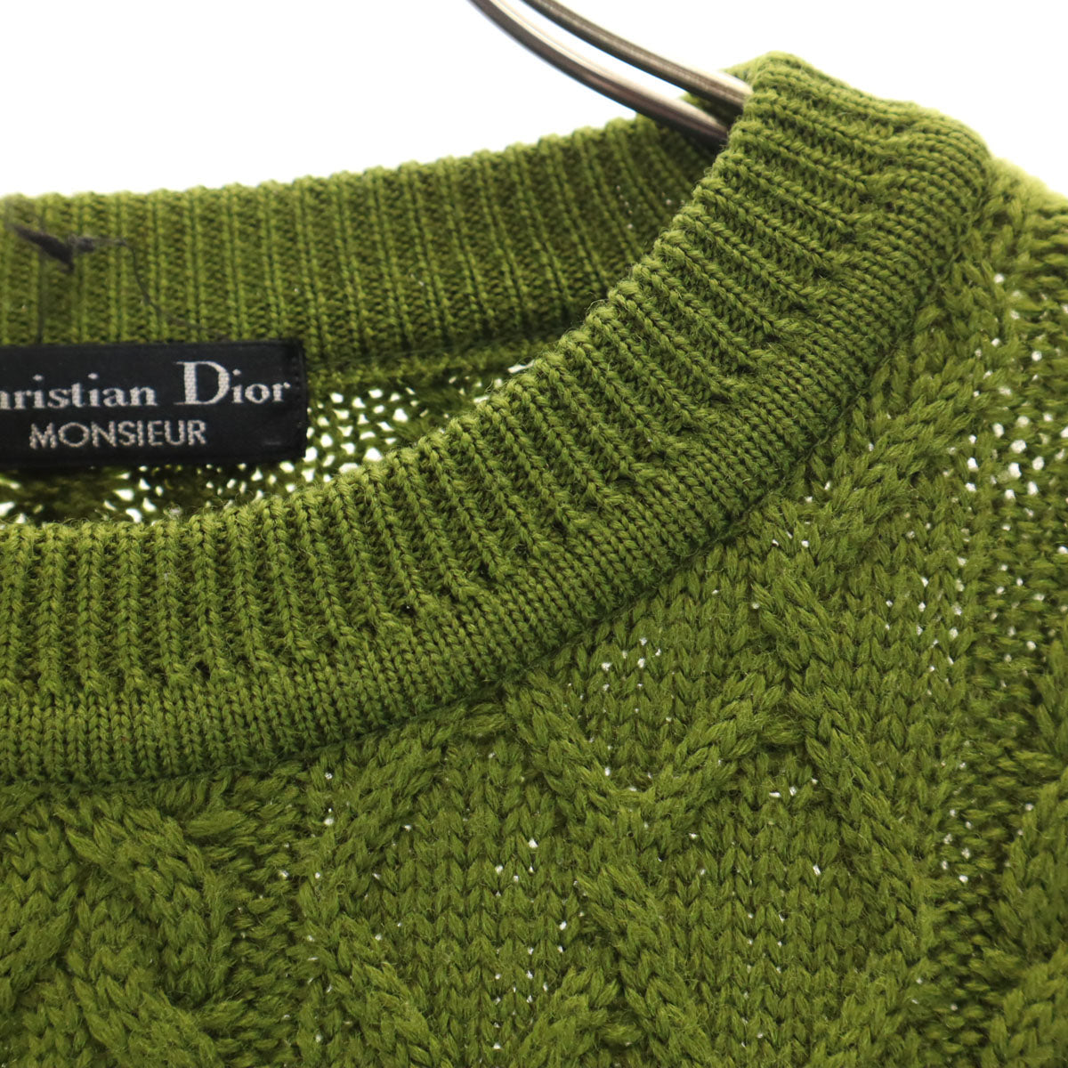 Christian Dior MONSIEUR クリスチャンディオール ムッシュ 90s オールド 長袖 アラン セーター L グリーン ニット メンズ