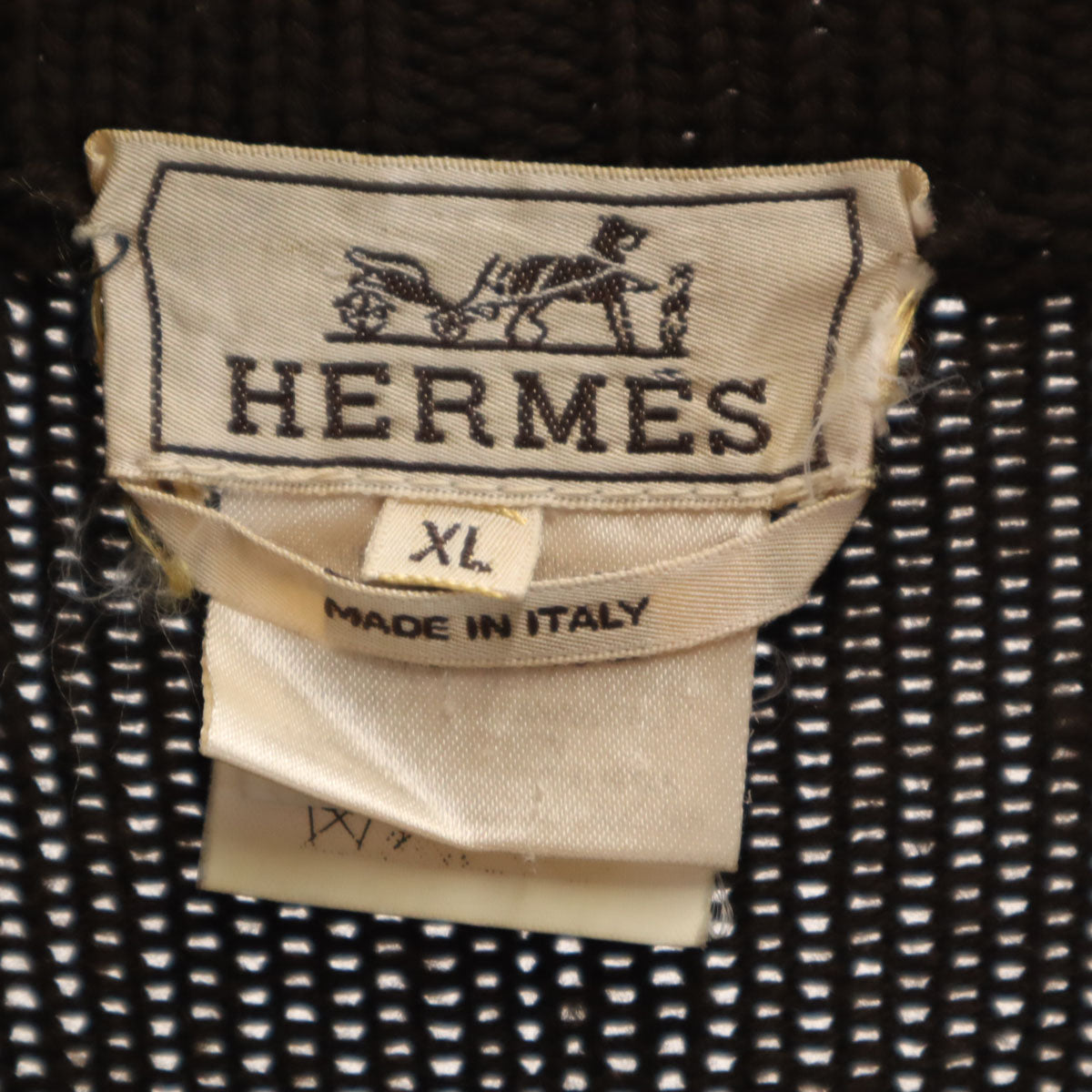 HERMES エルメス イタリア製 ニットジャケット XL ダークブラウン メンズ