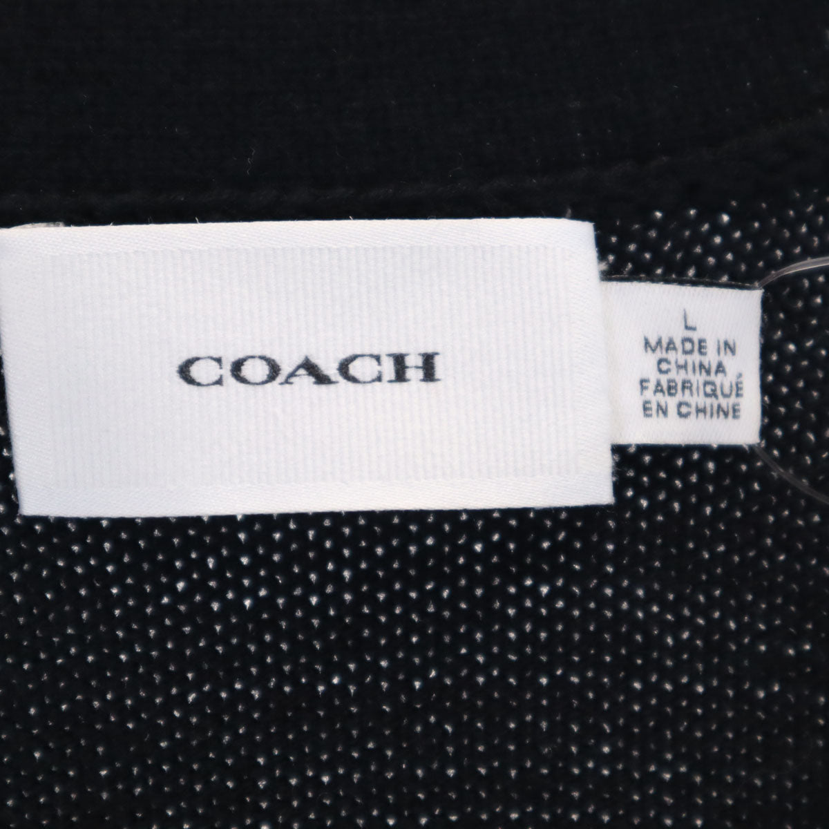 未使用 COACH コーチ 長袖 Vネック ニットカーディガン L ブラック CW943 メンズ