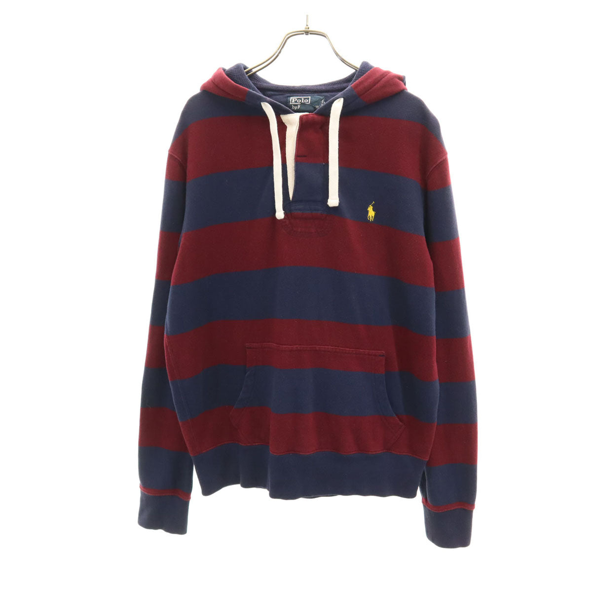 Polo by Ralph Lauren ポロバイラルフローレン ボーダー 長袖 ラガー スウェットパーカー M ネイビー系 裏起毛 メンズ