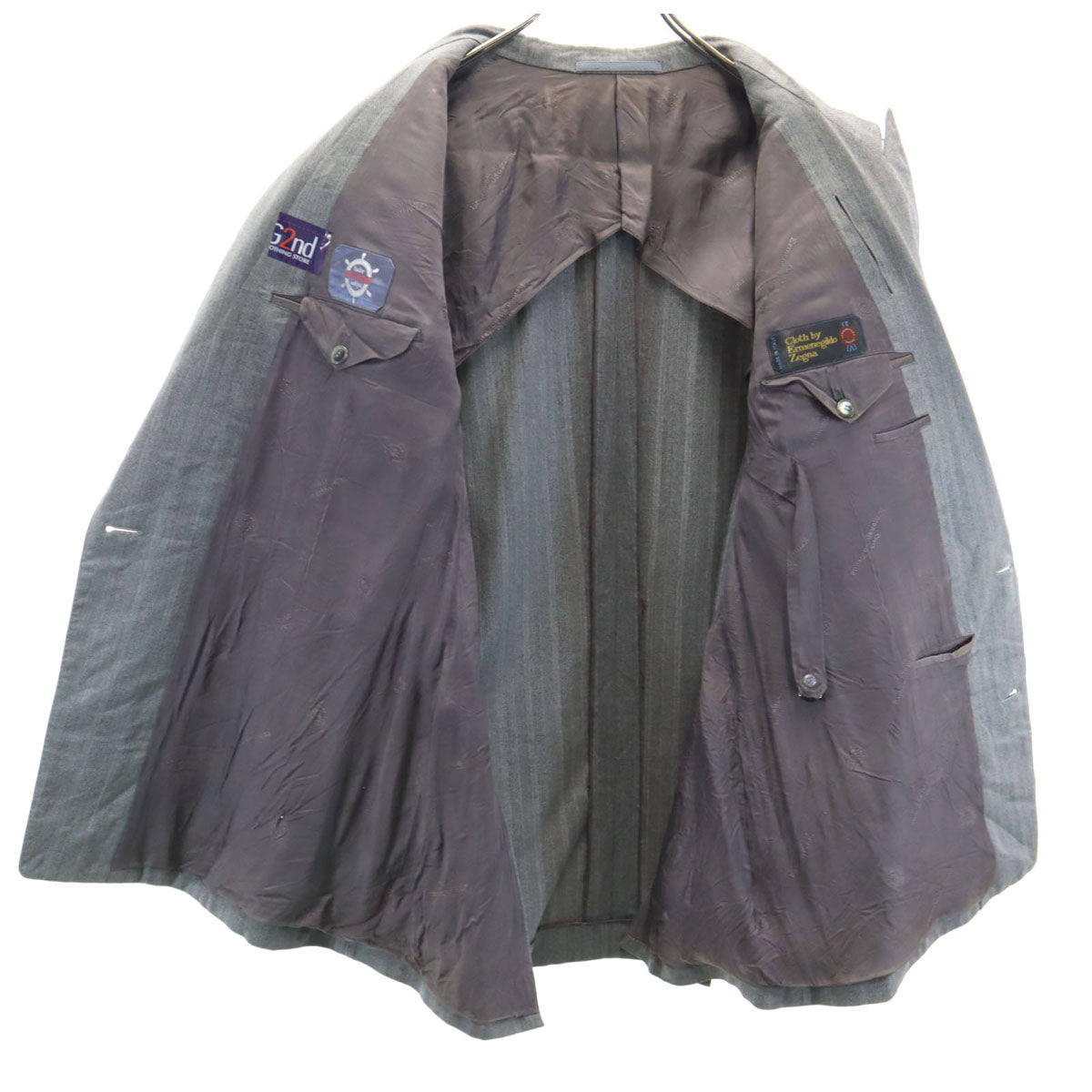 windsor tailor ashiya ストライプ柄 ゼニア生地 ダブル スーツ 上下 セットアップ グレー レディース