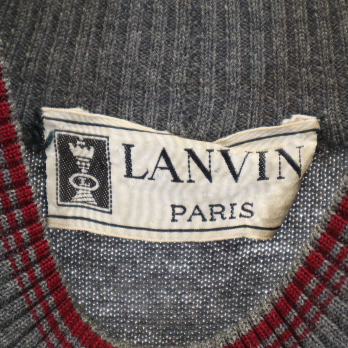 LANVIN ランバン 70s 80s ヴィンテージ 長袖 モックネック ニット 3 グレー セーター レディース
