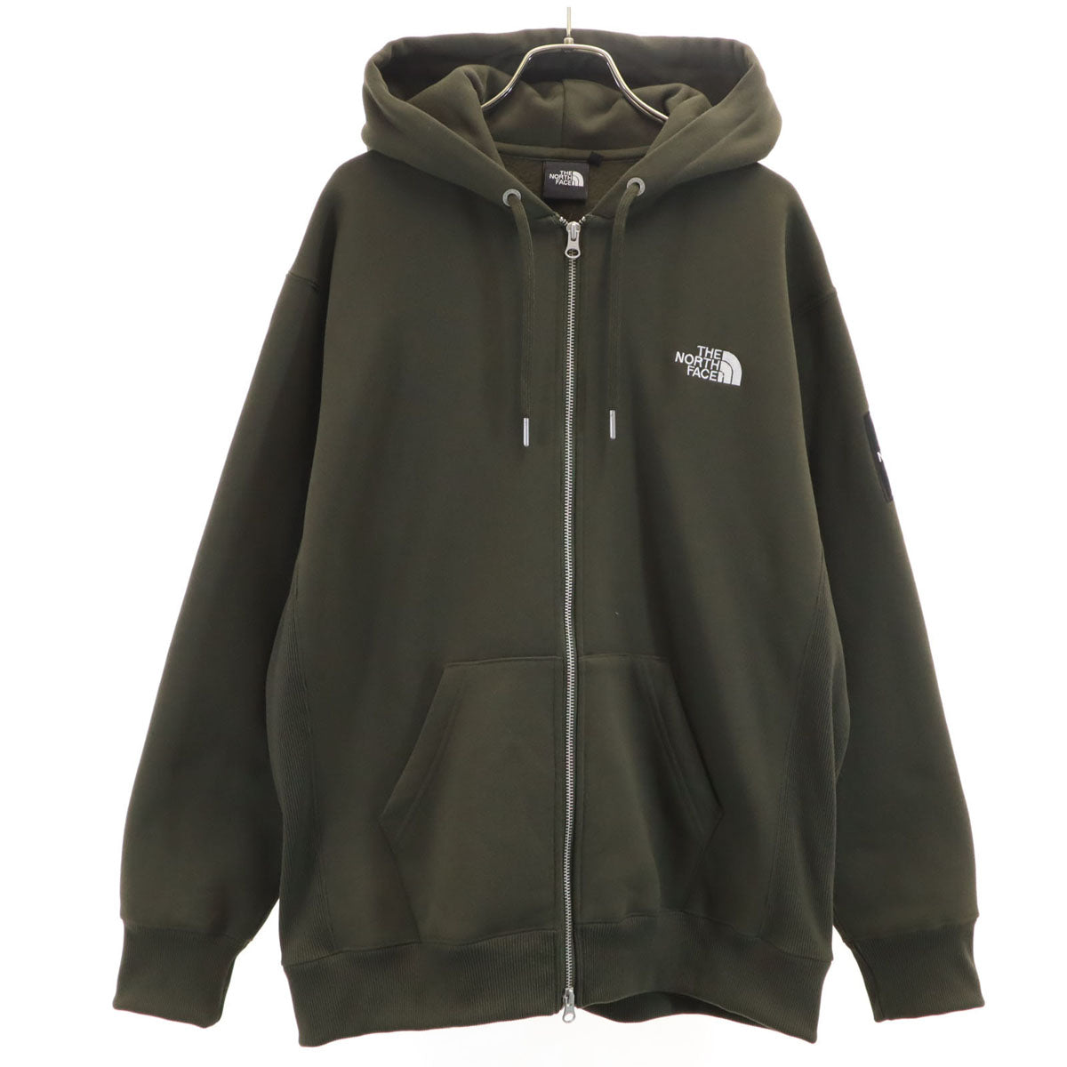 美品 THE NORTH FACE ノースフェイス 長袖 スウェット ジップパーカー L カーキ NT62232 アウトドア 裏起毛 メンズ