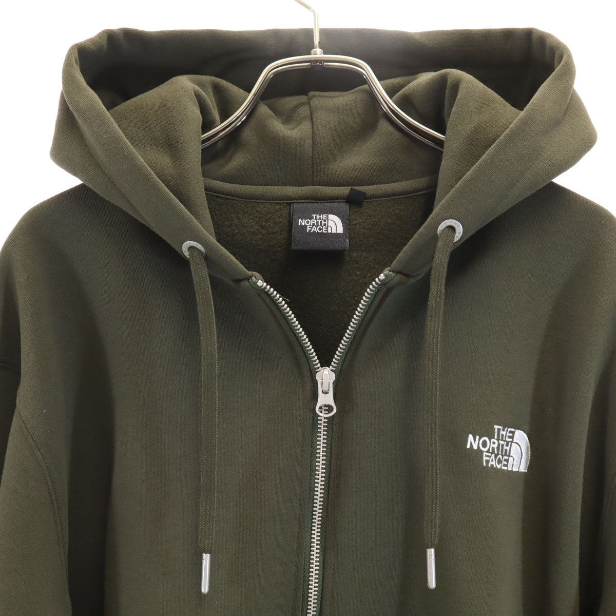美品 THE NORTH FACE ノースフェイス 長袖 スウェット ジップパーカー L カーキ NT62232 アウトドア 裏起毛 メンズ