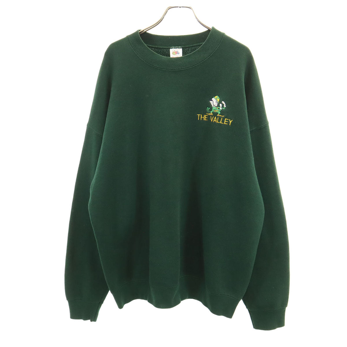 FRUIT OF THE LOOM フルーツオブザルーム 90s USA製 オールド ノートルダム大学 レプラコーン 長袖 スウェット トレーナー XL 深緑 メンズ