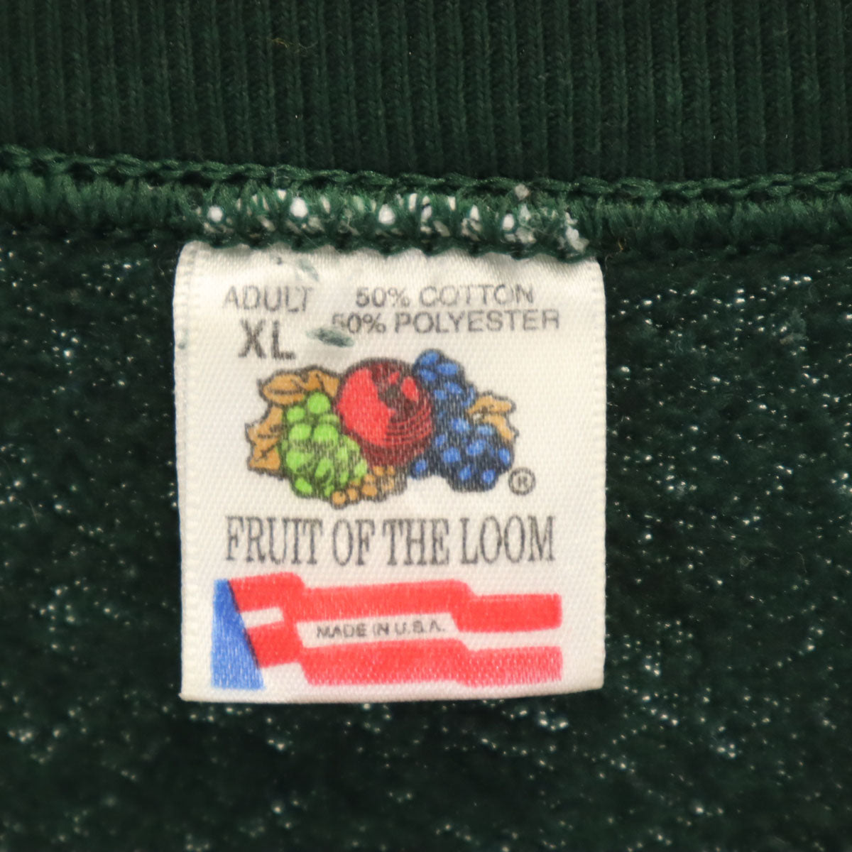 FRUIT OF THE LOOM フルーツオブザルーム 90s USA製 オールド ノートルダム大学 レプラコーン 長袖 スウェット トレーナー XL 深緑 メンズ