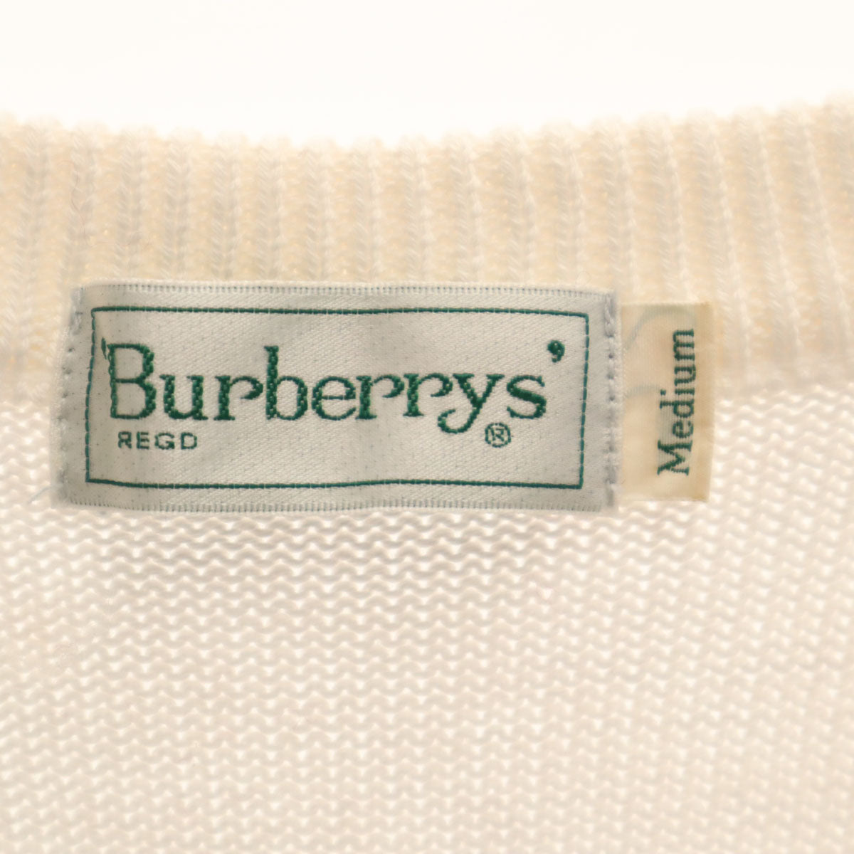 Burberrys バーバリーズ 90s オールド Vネック ニットベスト M ホワイト メンズ
