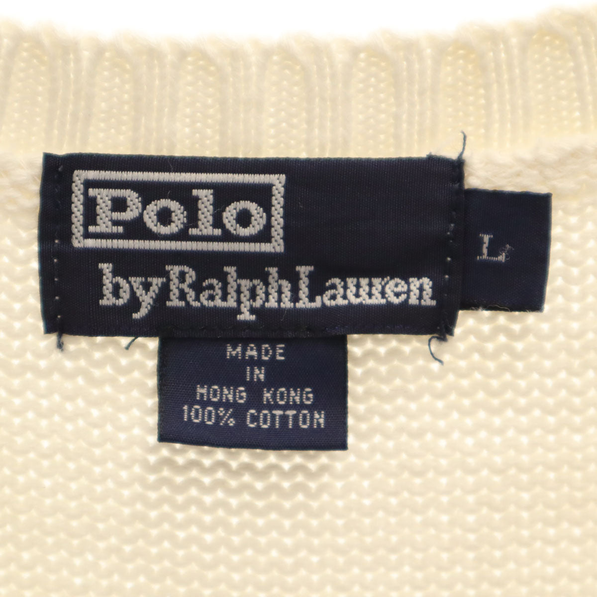 Polo by Ralph Lauren ポロバイラルフローレン Vネック ニットベスト L アイボリー メンズ