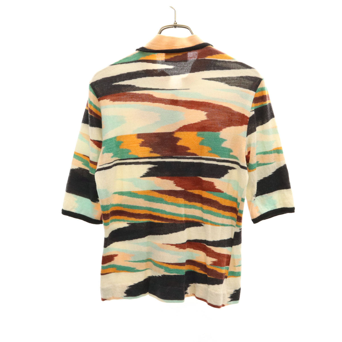 Missoni ミッソーニ イタリア製 総柄 半袖 ポロ ニット 44 マルチ レディース