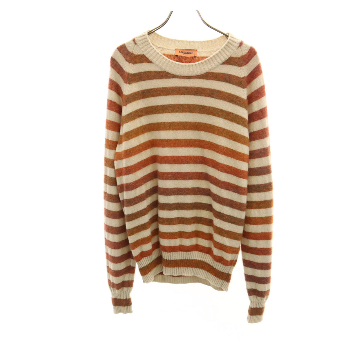 Missoni ミッソーニ イタリア製 ボーダー柄 長袖 セーター 52 ベージュ ニット メンズ