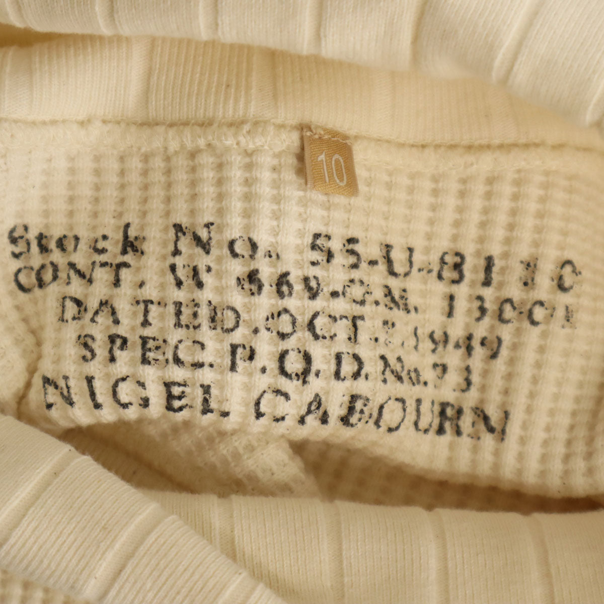 Nigel Cabourn ナイジェルケーボン 日本製 長袖 タートルネック サーマル ニット 10 アイボリー レディース