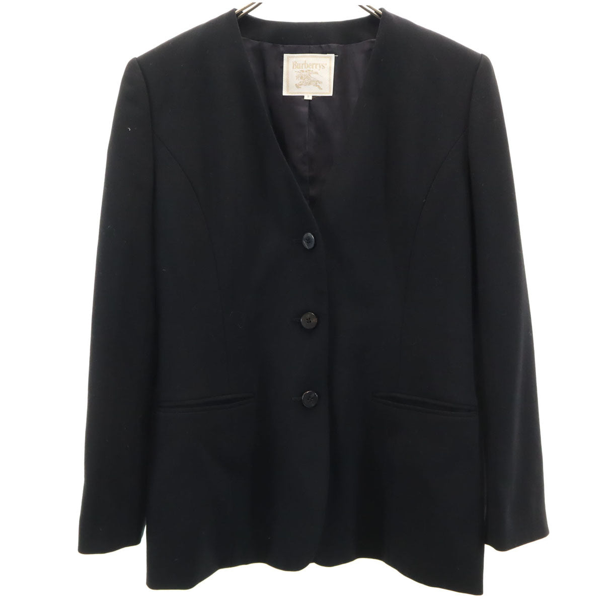 Burberrys バーバリーズ 90s オールド ウールブレンド テーラードジャケット 9AR ブラック C-TK83 レディース