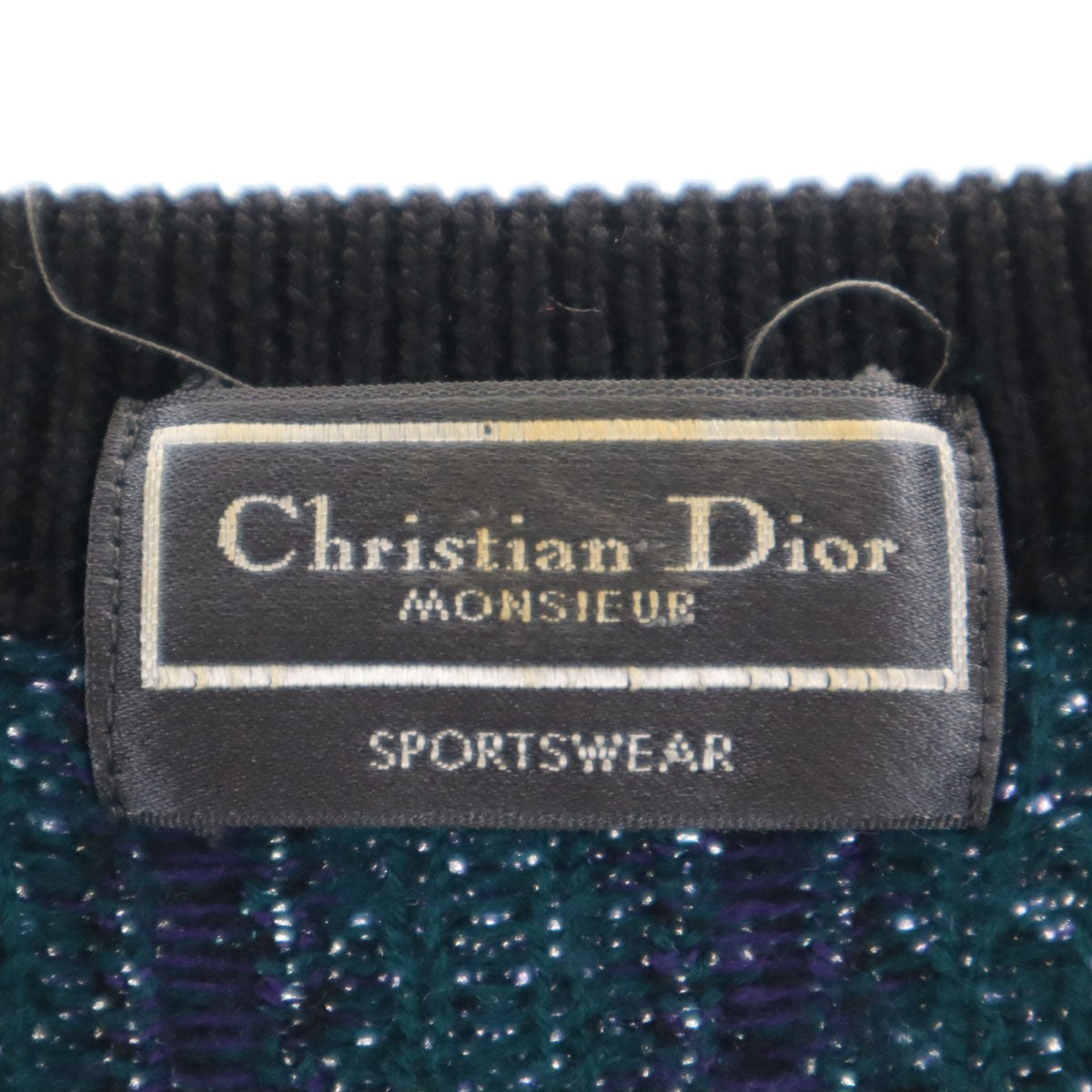 Christian Dior MONSIEUR クリスチャンディオール ムッシュ 90s オールド ストライプ柄 長袖 Vネック セーター L パープル ニット メンズ
