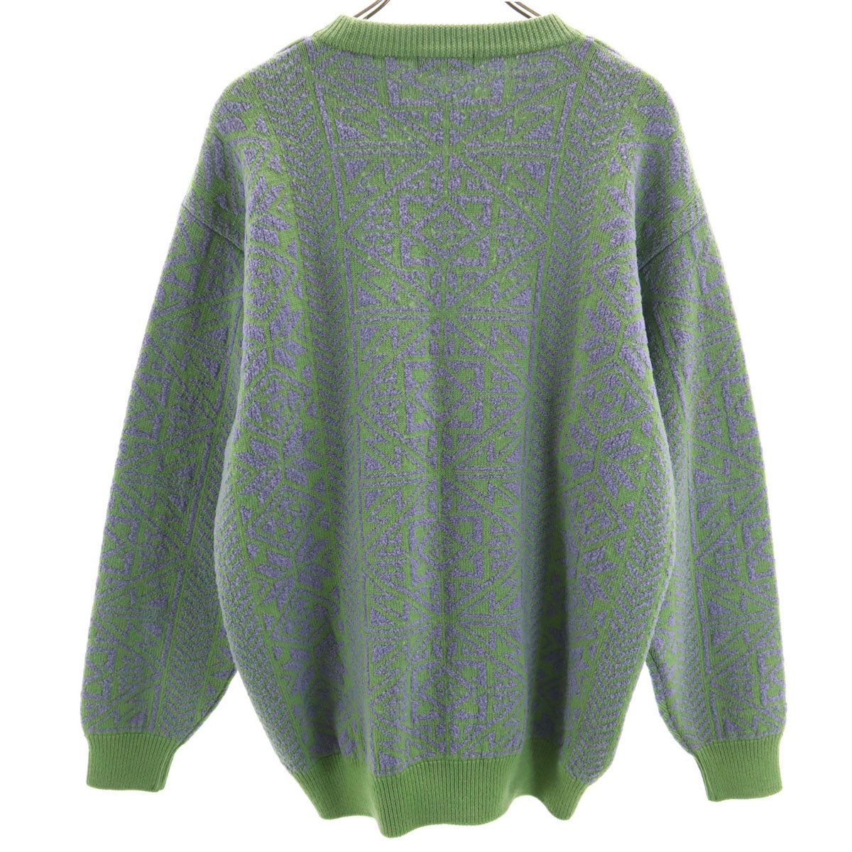 Christian Dior MONSIEUR クリスチャンディオール ムッシュ 90s オールド 総柄 長袖 セーター L 黄緑 ニット メンズ