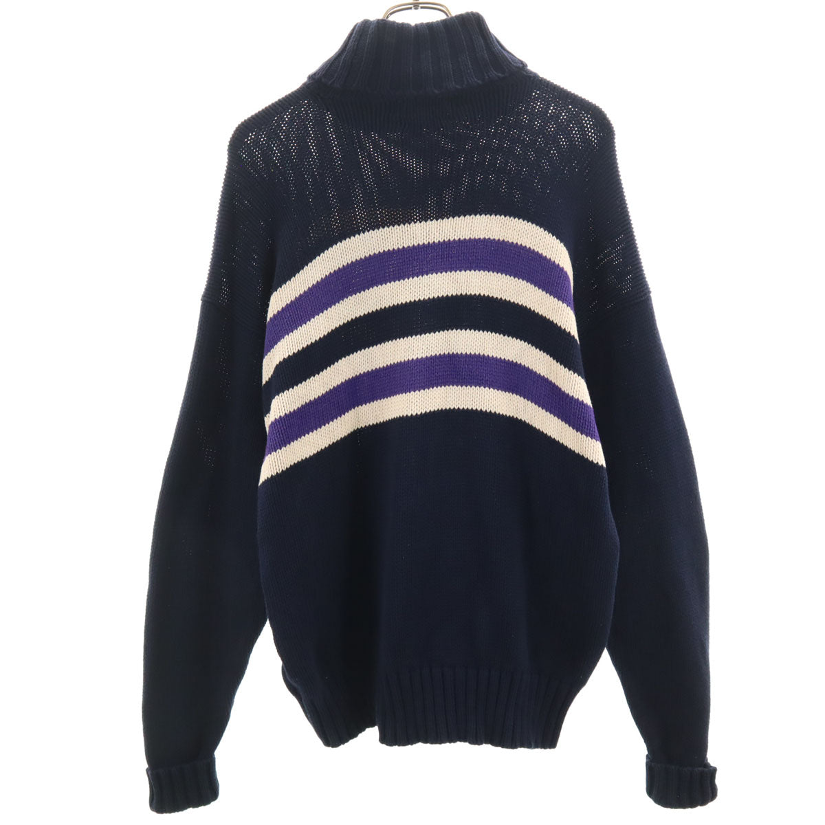 Polo by Ralph Lauren ポロバイラルフローレン 90s 香港製 オールド ボーダー柄 長袖 タートルネック ニット M ネイビー セーター メンズ